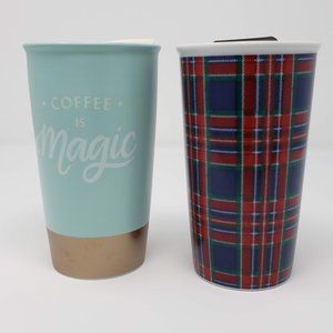SET of 2 Starbucks Tumblers 2017 Plaid & Magic